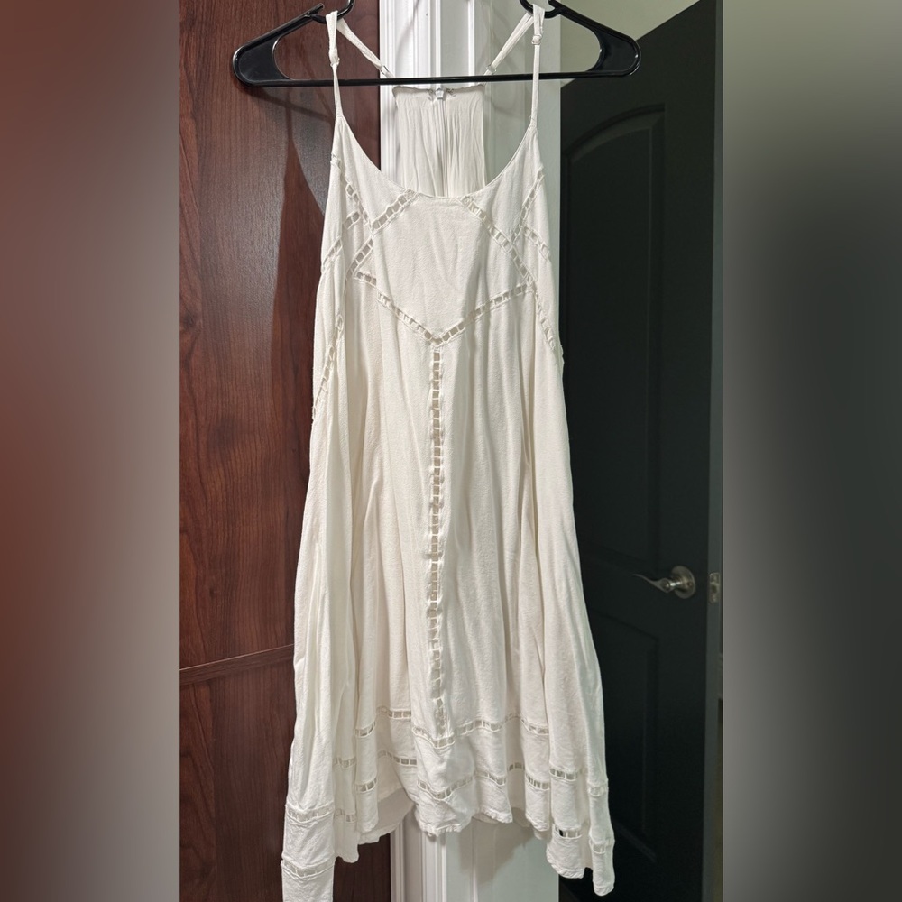 Lulu's White Textured Racer Back Dress